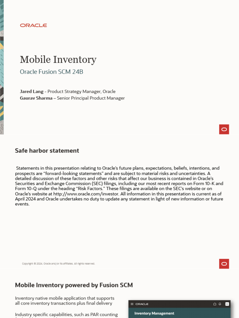 SCM - Product Feature All New Fusion Mobile Inventory | PDF