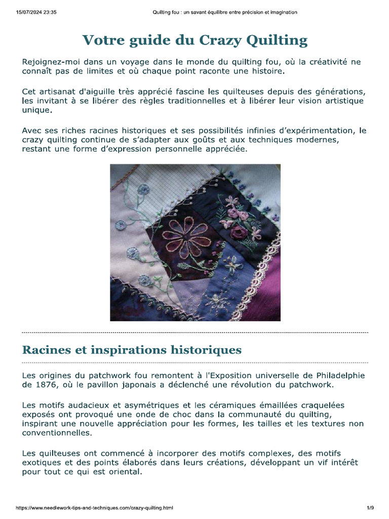 Votre Guide Du Crazy Quilting | PDF