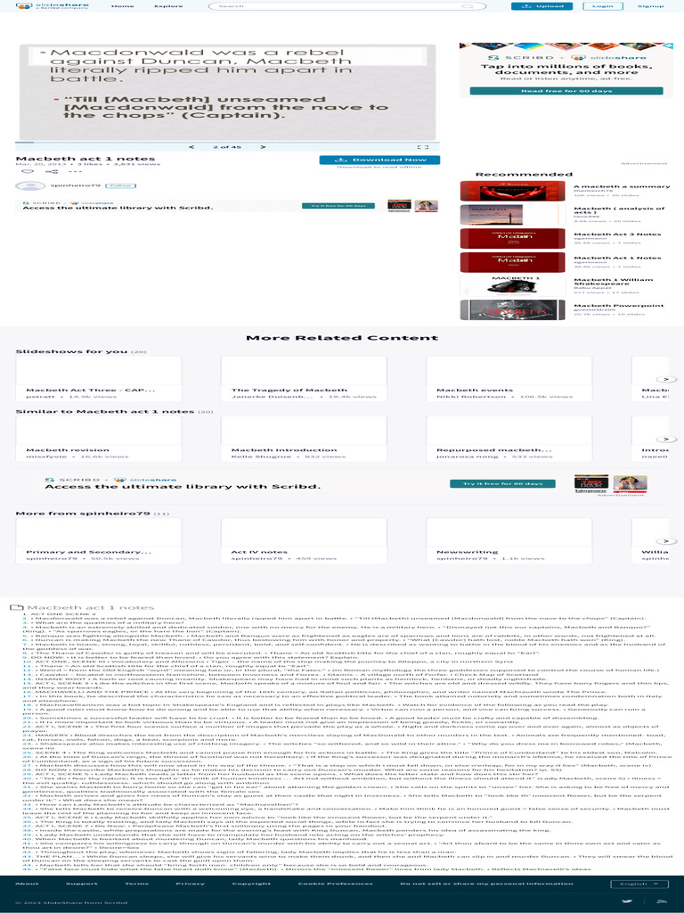 Macbeth Act 1 Notes | PDF