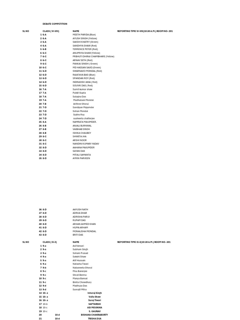 Debate Competition Pdf