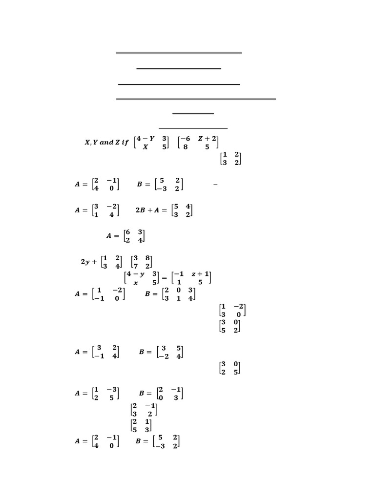 BCA 1st Year Matrix Question Bank | PDF | Matrix (Mathematics ...