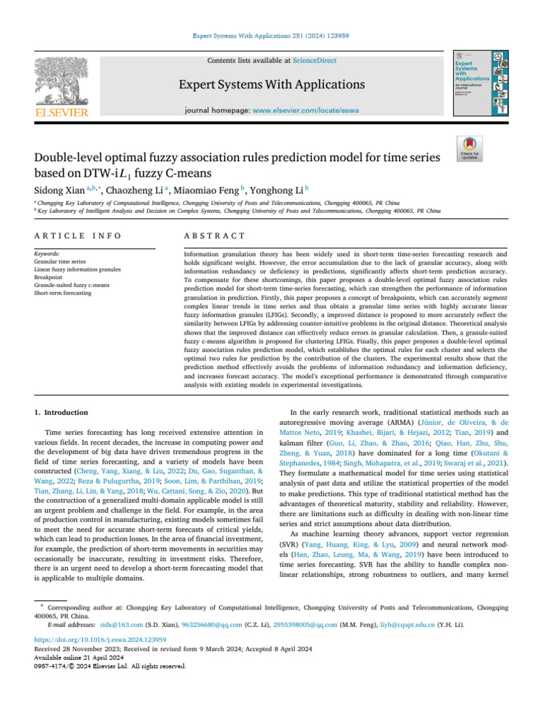 Advanced Fuzzy Model for Time Series | PDF | Forecasting | Prediction