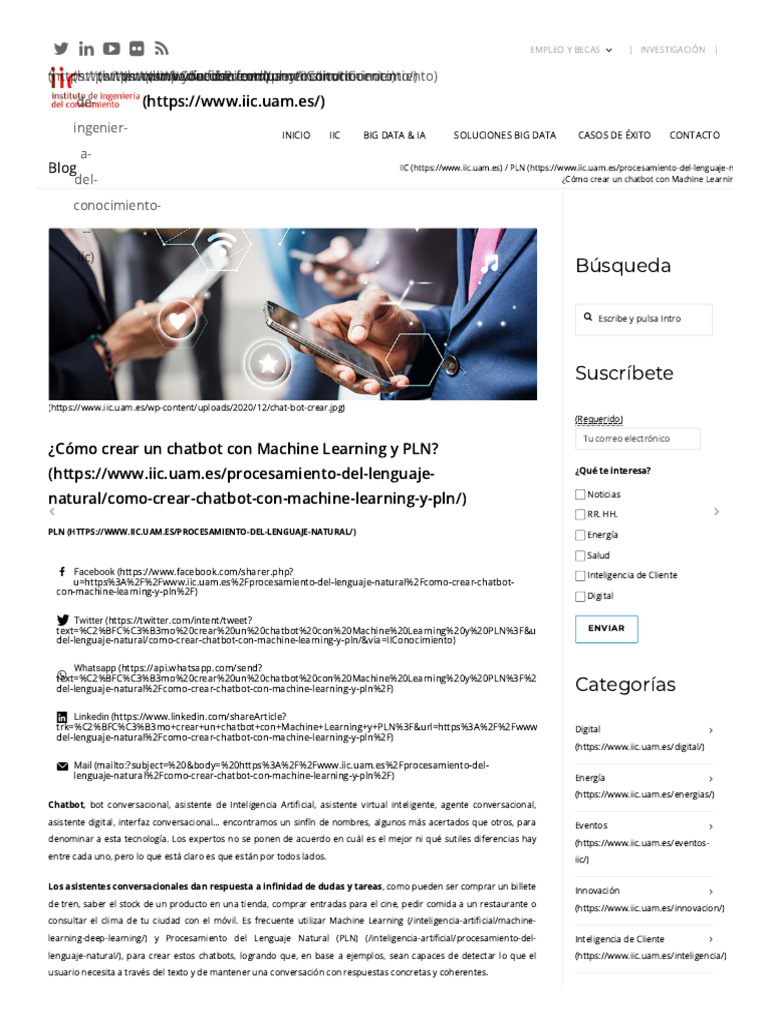 ¿Cómo Crear Un Chatbot Con Machine Learning y PLN - IIC | PDF