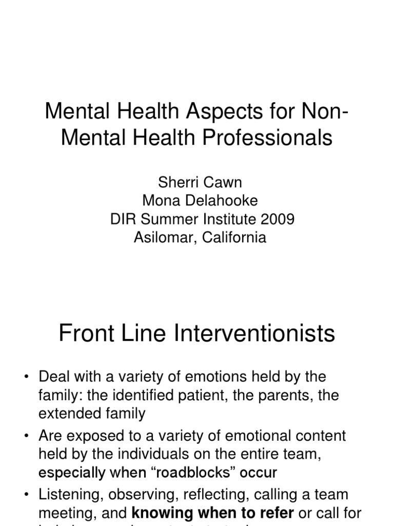 Mental Health For Non Professionals | PDF | Mental Health | Positive ...