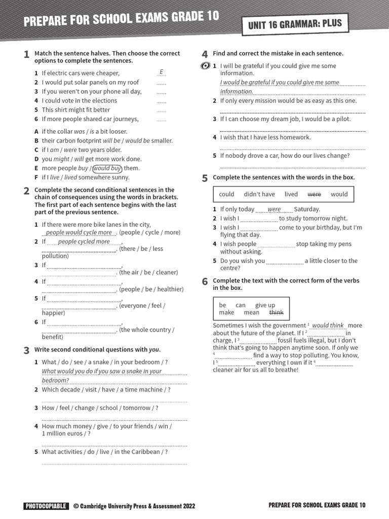 Grade 10 Grammar Practice Answers | PDF
