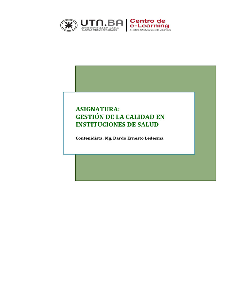 Gestion De La Calidad En Salud Pdf