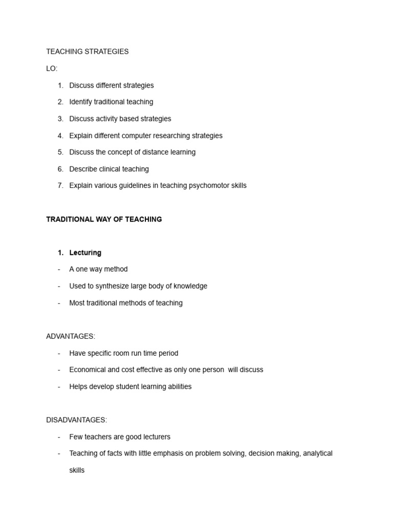 Teaching Strategies | PDF | Learning | Distance Education