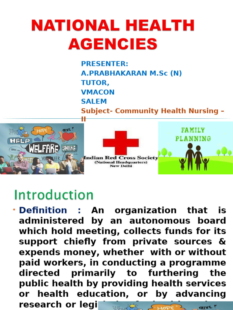 Overview of National Health Agencies | PDF | American Red Cross | Welfare