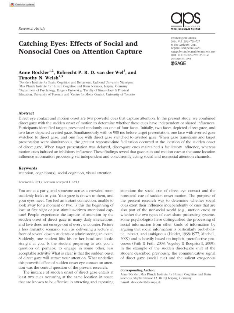 Bockler Et Al 2014 Catching Eyes Effects of Social and Nonsocial Cues ...