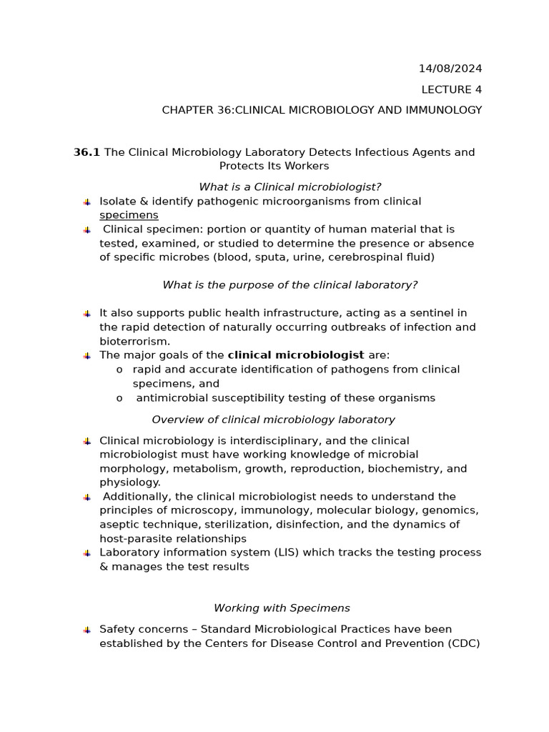 Notes For Micro Chapter 36 | PDF | Medical Microbiology | Self-Improvement