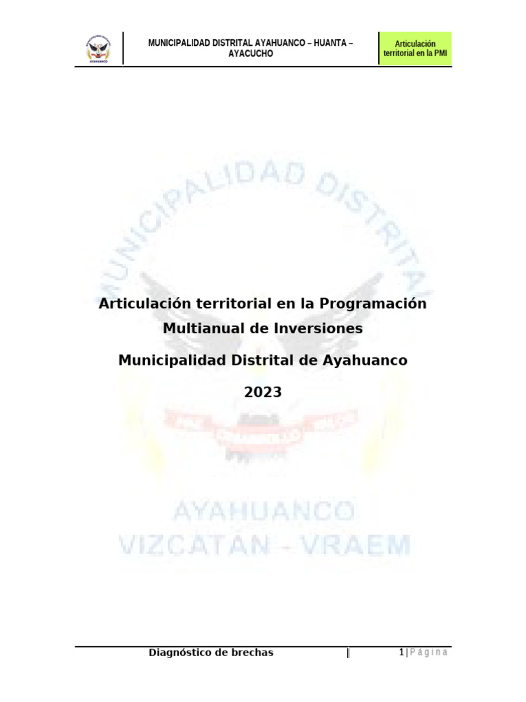 Articulación Territorial en PMI Ayahuanco | PDF | Pobreza | Pobreza e ...