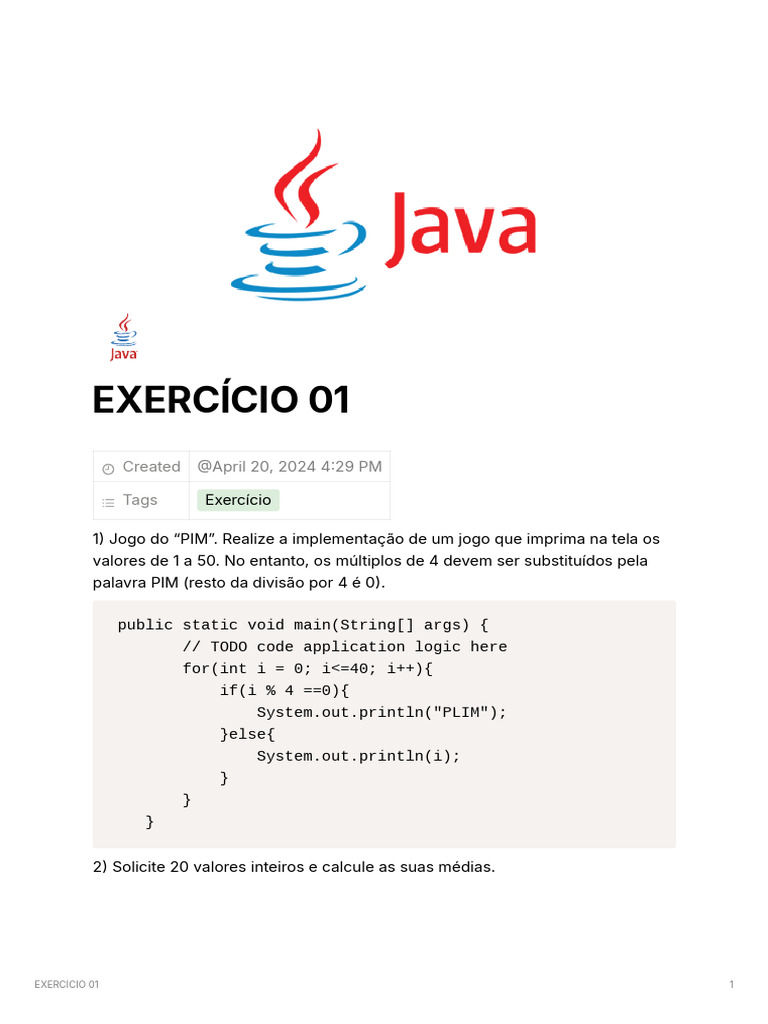 Exerccio 01 | PDF