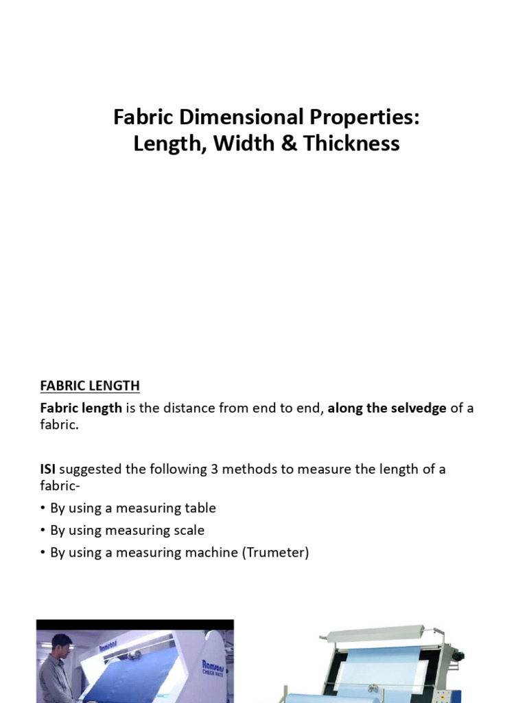 Fabric Length, Width & Thickness - 8.6.2020 | PDF | Textiles | Pressure