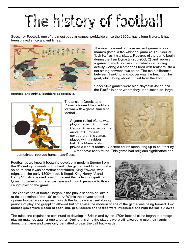 History of Football Picture Description Exercises Reading Comprehensio ...