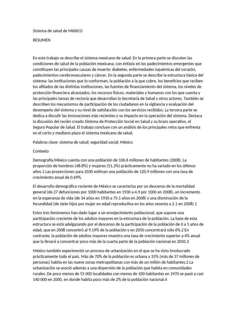 Sistema de Salud en México: Análisis y Retos | PDF | Medicina | Política