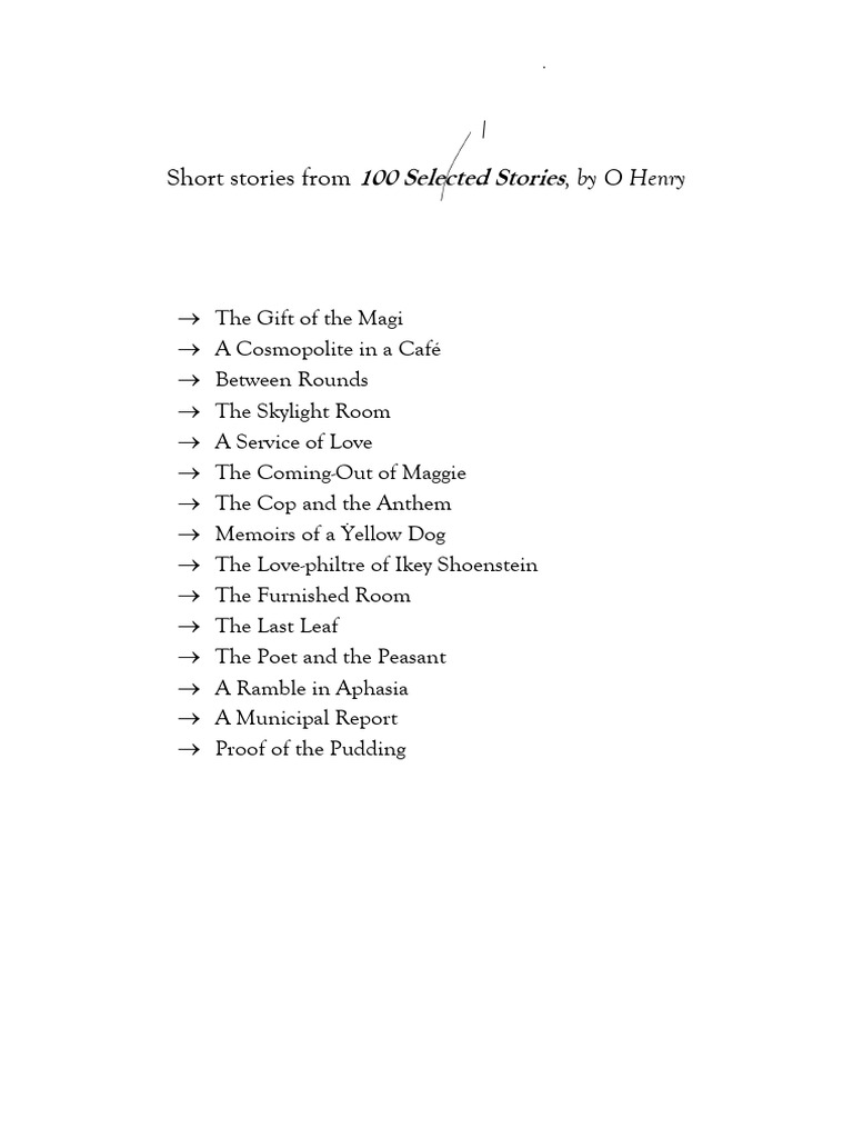 O. Henry's Classic Short Stories | PDF | Home & Garden | Art