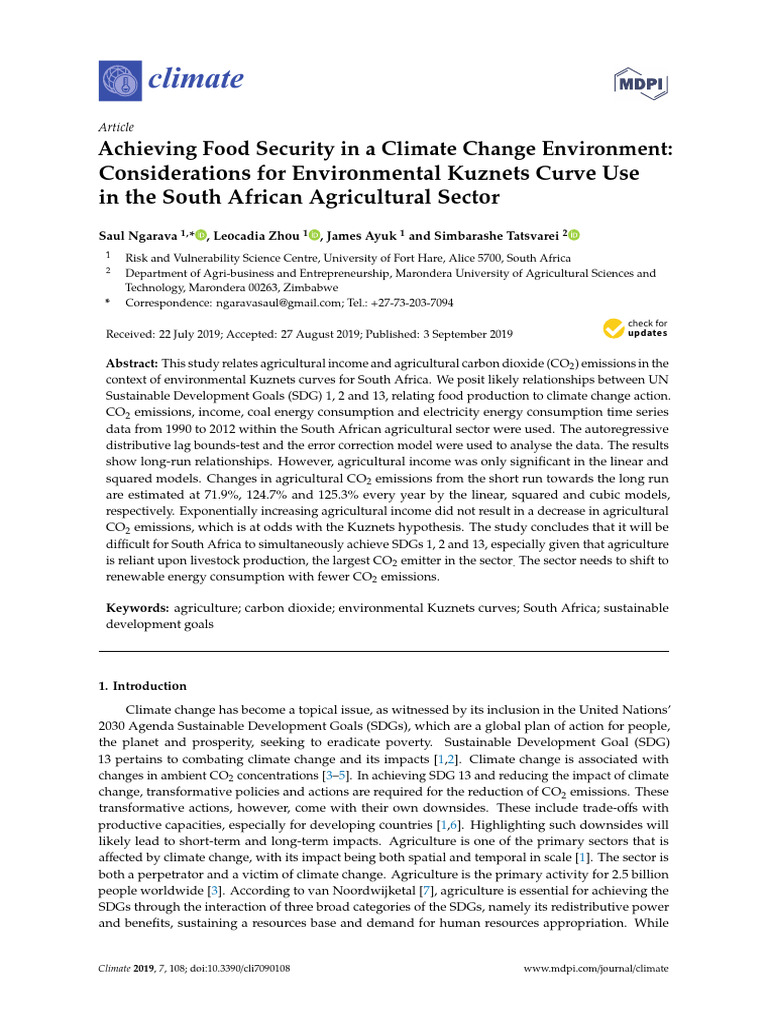Achieving Food Security in A Climate Change Environment | PDF