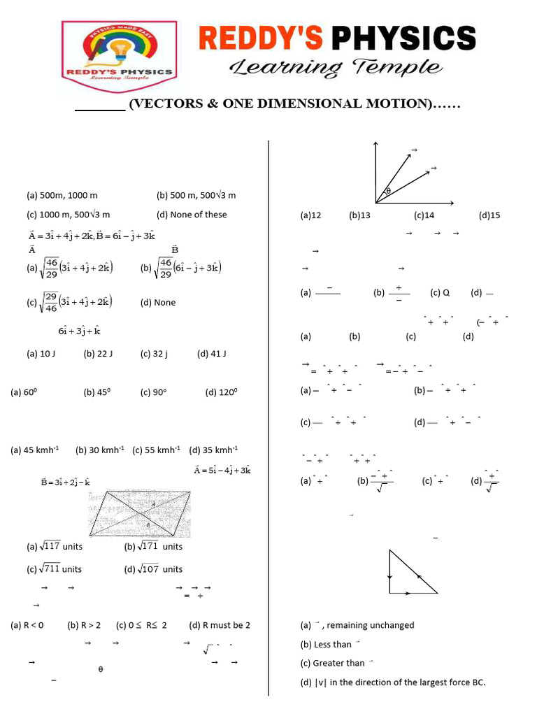 Vectors & One Dimensional Motion | PDF