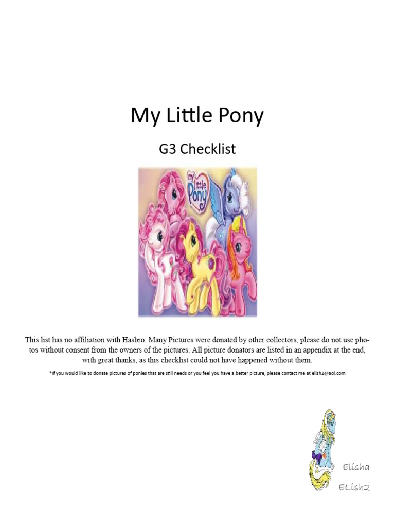 G3 Pony Checklist | PDF