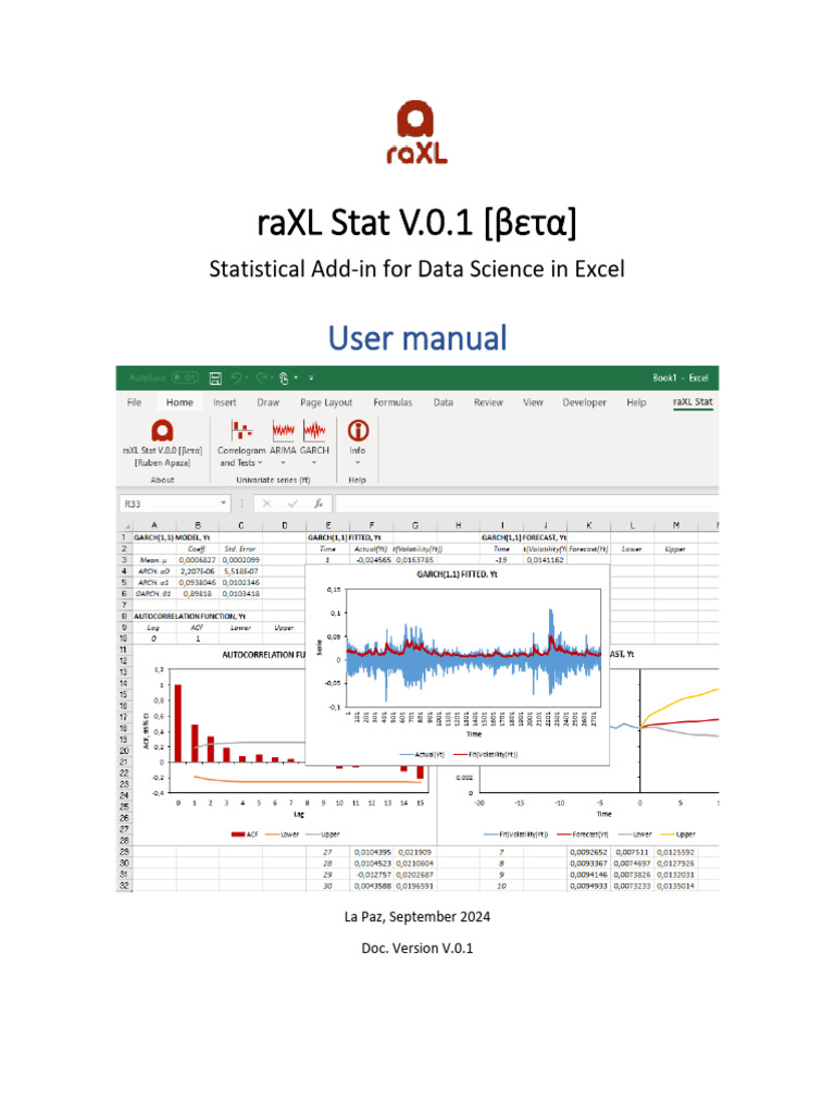User Manual raXL Stat v.0.1 | PDF | Microsoft Excel | Autoregressive ...