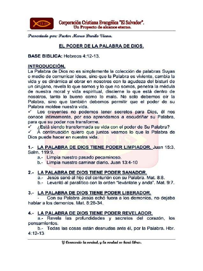 El Poder de La Palabra de Dios | PDF