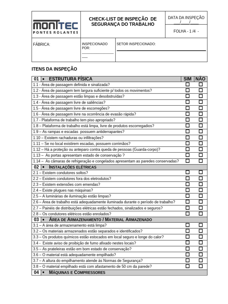 Check List de Inspeção Geral | PDF