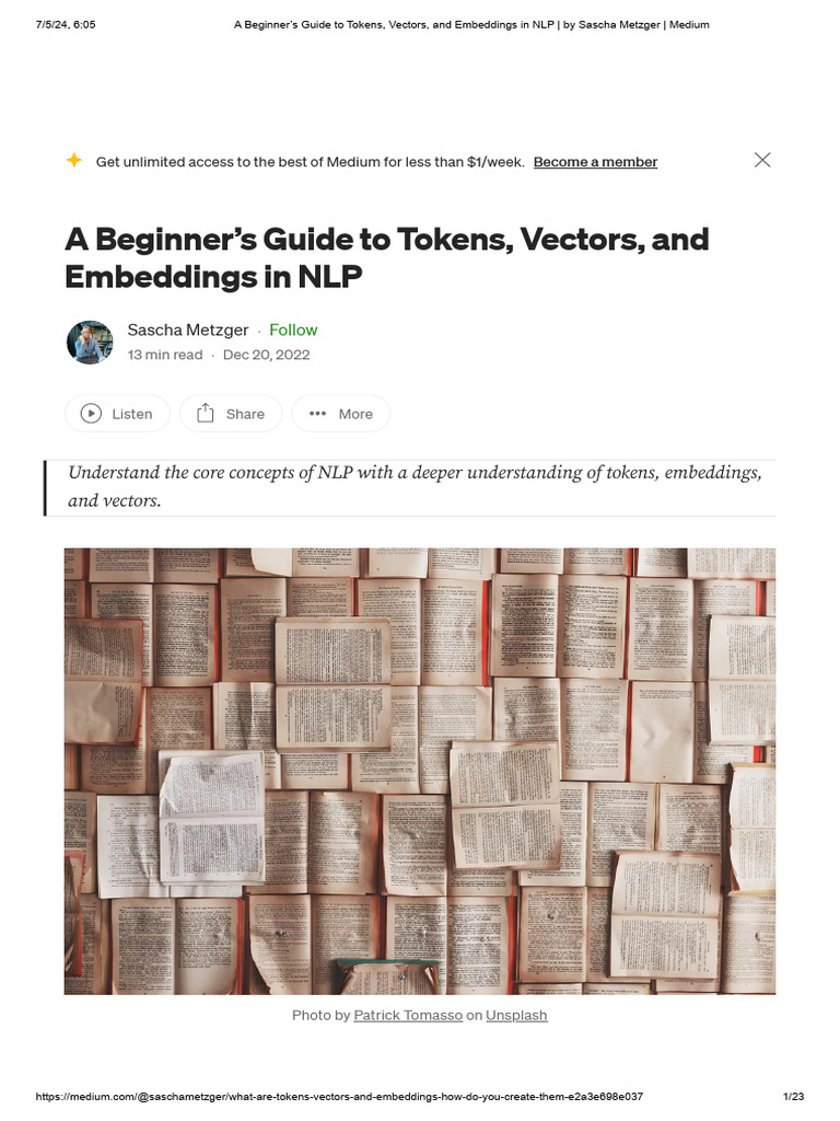 A Beginner's Guide To Tokens, Vectors, and Embeddings in NLP - by ...
