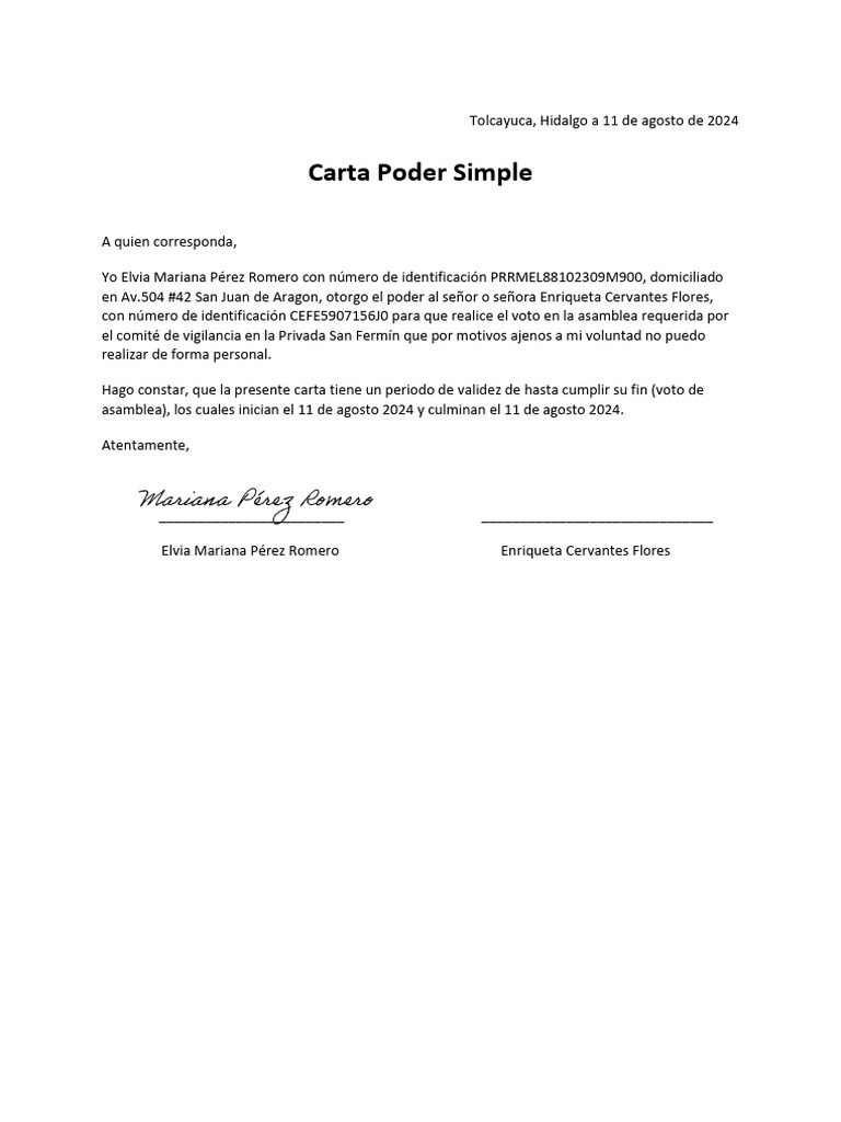 Carta Poder Simple | PDF