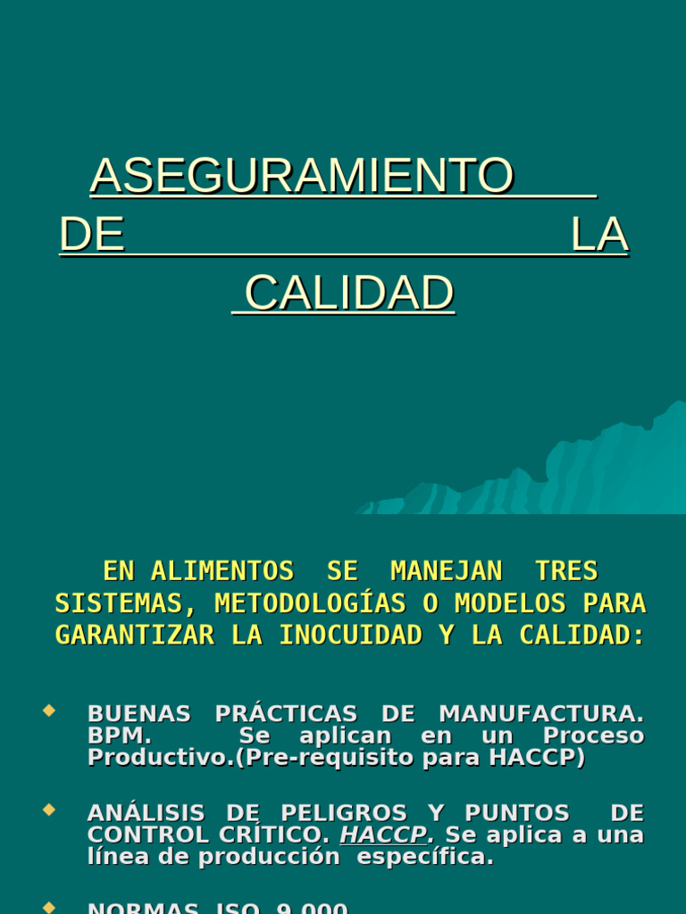 Aseguramiento de Calidad en Alimentos | PDF | Análisis de Riesgo y ...