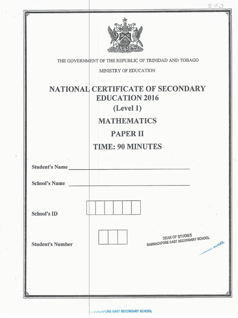 2016 NCSE - Mathematics.p2 | PDF