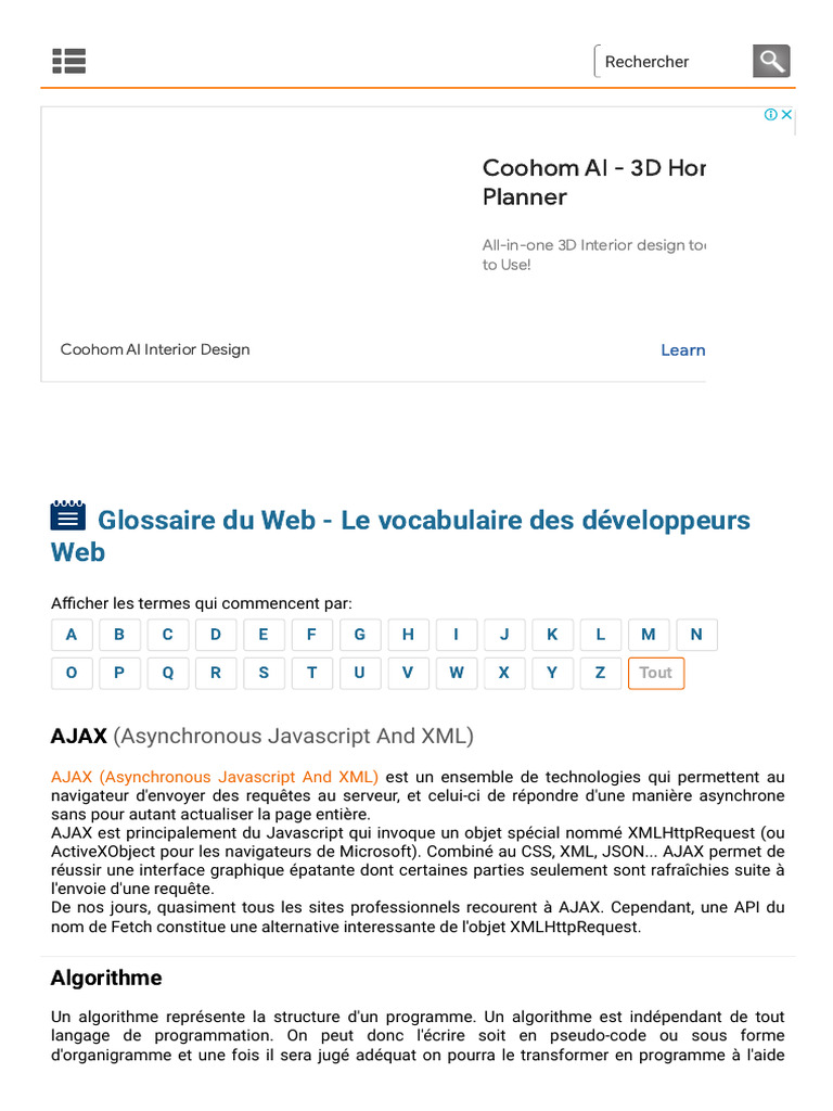 Glossaire Du Web - Le Vocabulaire Des Développeurs Web | PDF