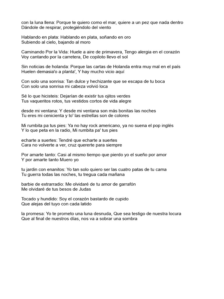 Letras Melendi | PDF