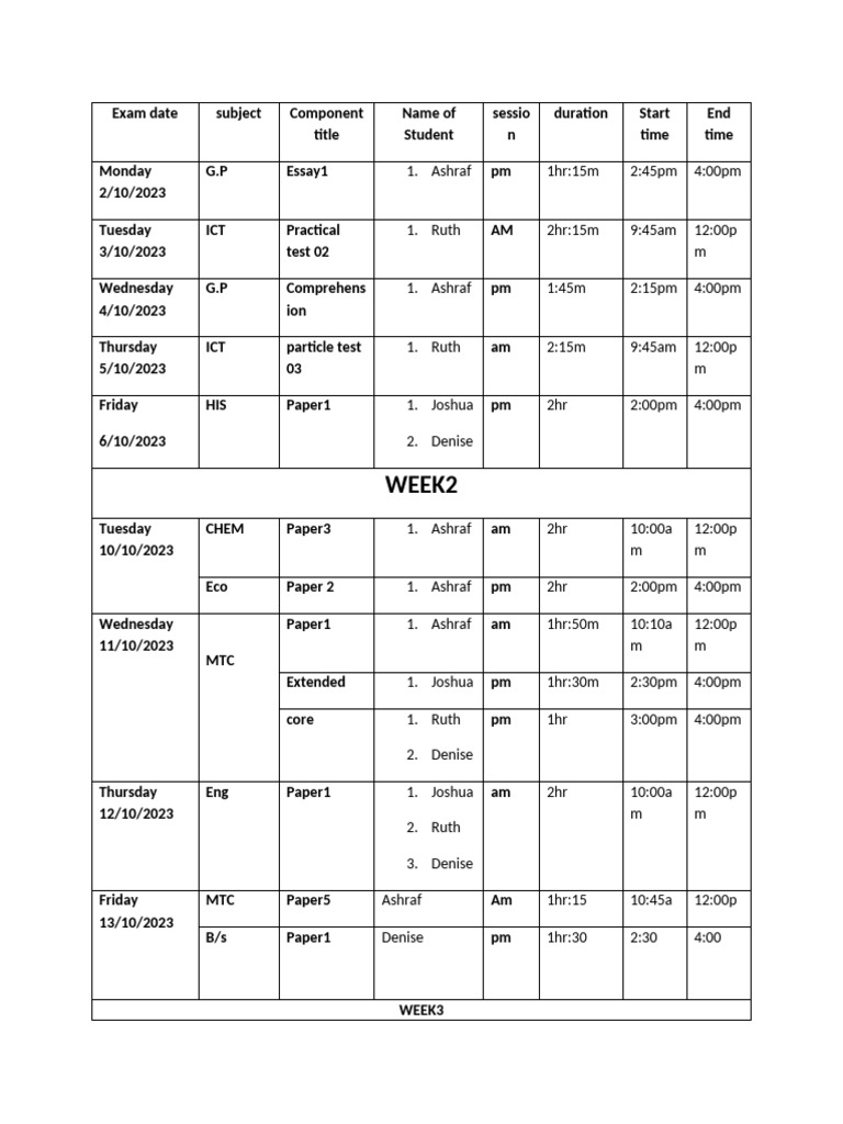 Igcse exam dates pdf