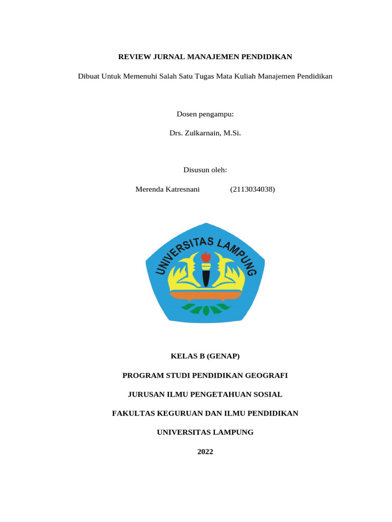 Review Jurnal Manajemen Pendidikan | PDF