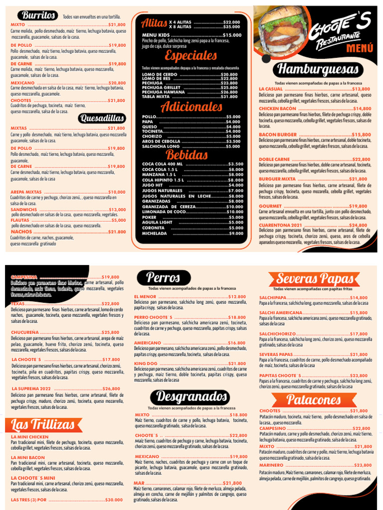 Menu Chootes 2024 | PDF