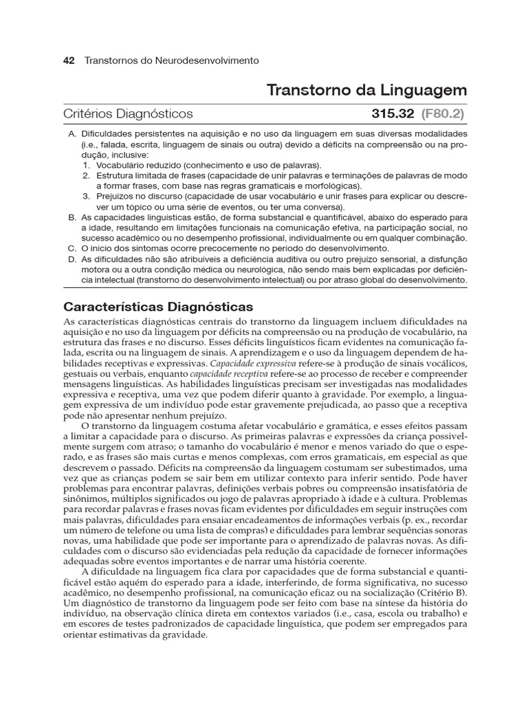 DSM-V Transtorno Da Linguagem | PDF