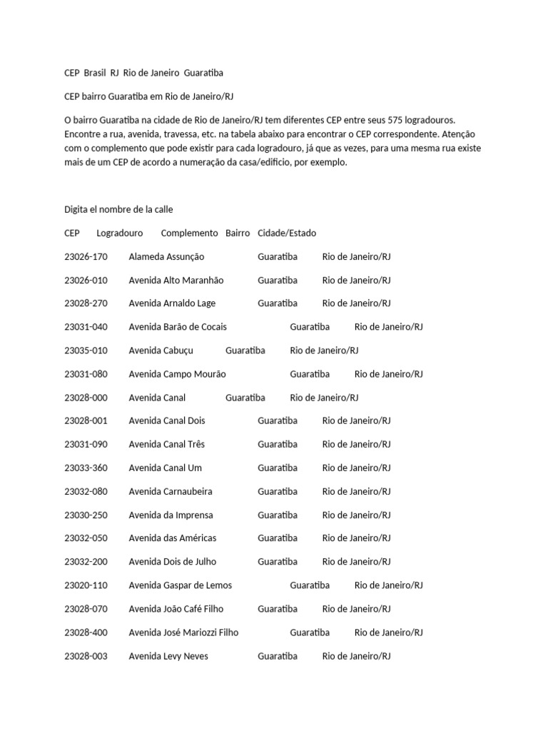 CEP Brasil | PDF
