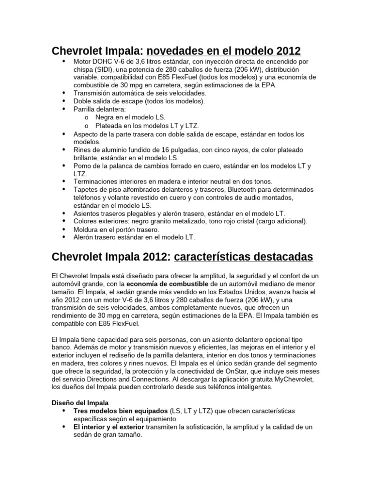 12 PG Chevrolet Impala SP | PDF