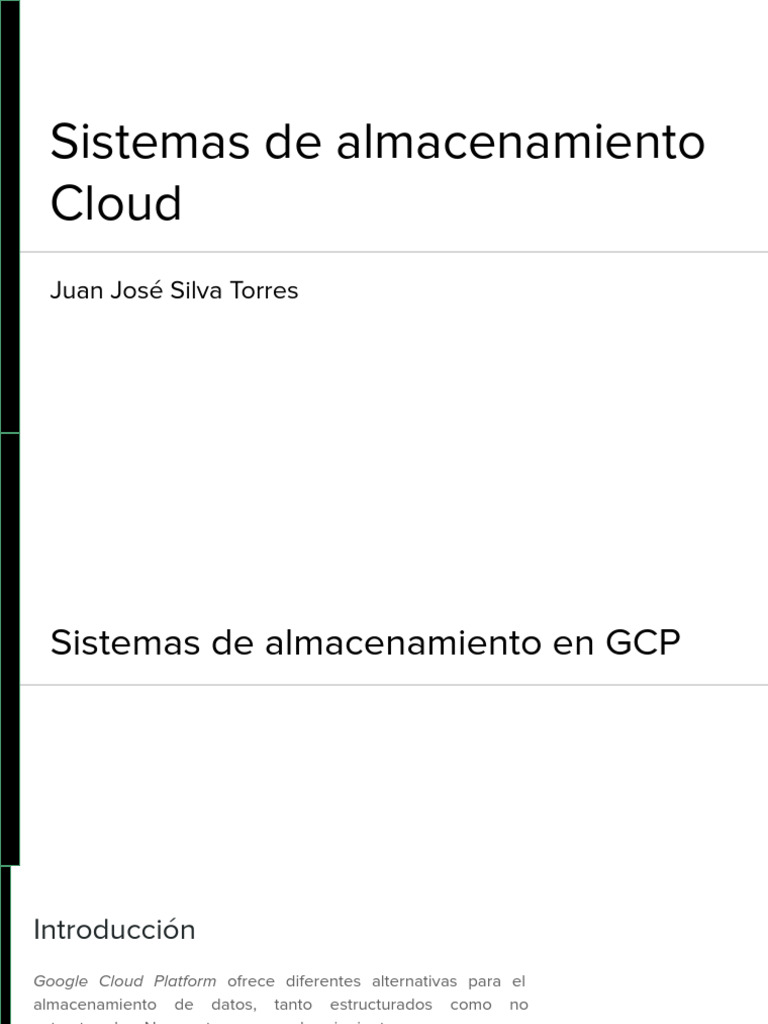3.4 Sistemas de Almacenamiento en Google Cloud | PDF
