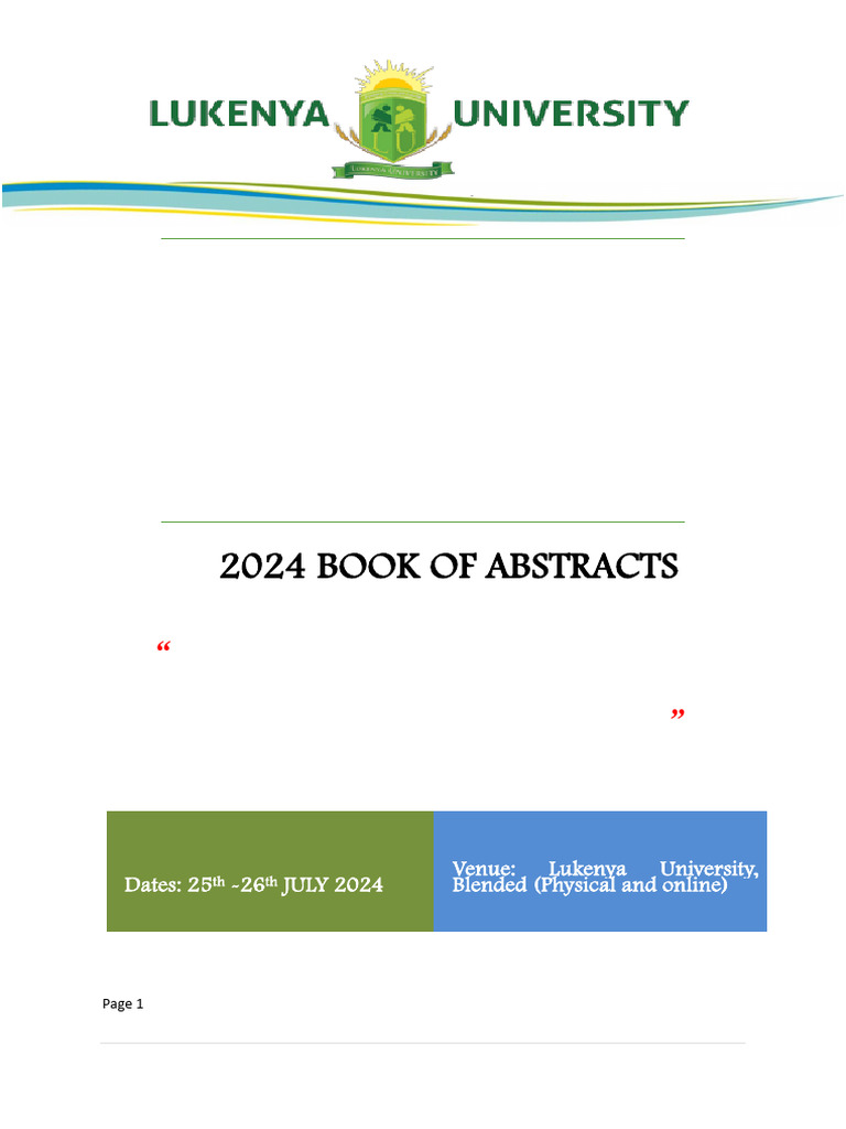 5th Lukenya University International Multidisciplinarry Conference Book ...
