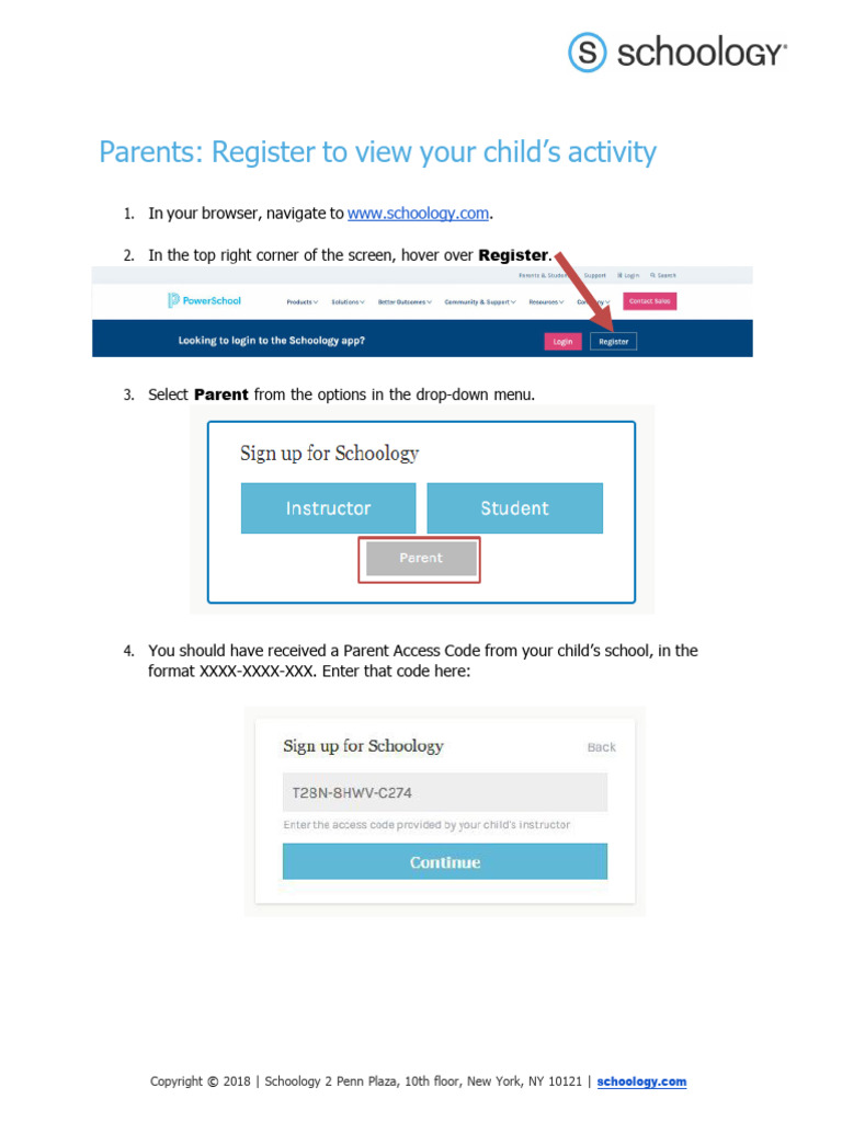 Schoology Parent Guide How To Sign Up For Schoology | PDF