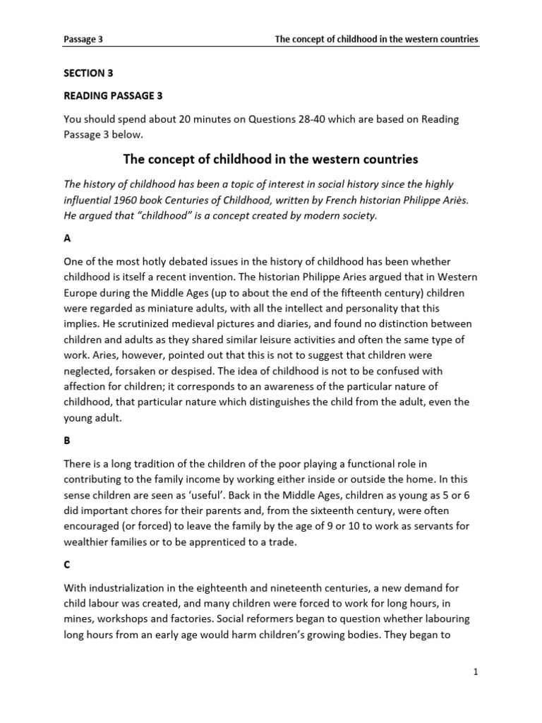 09 passage 3 the concept of childhood in the western countries q28 40