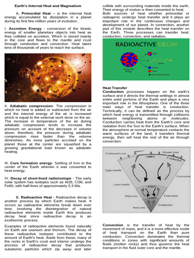 Earth's Internal Heat and Magmatism | PDF | Magma | Plate Tectonics