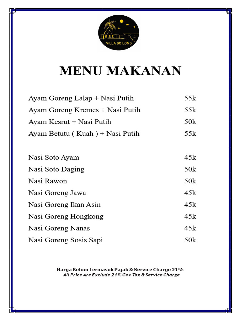 Menu Makanan dan Minuman Terbaru | PDF