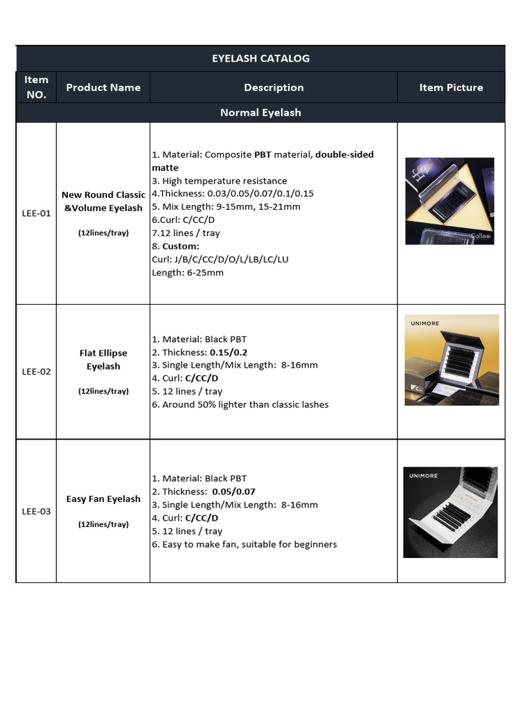 Eyelash Catalog | PDF