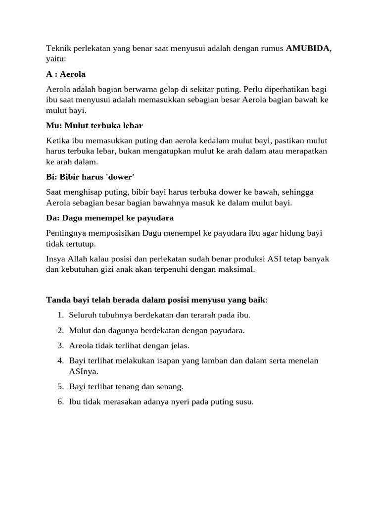 Teknik Perlekatan Yang Benar Saat Menyusui | PDF | Seni & Disiplin Bahasa