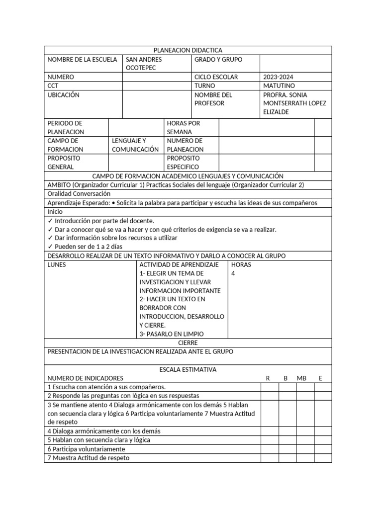 Planeacion Didactica | PDF | Modificación de comportamiento | Estudios ...