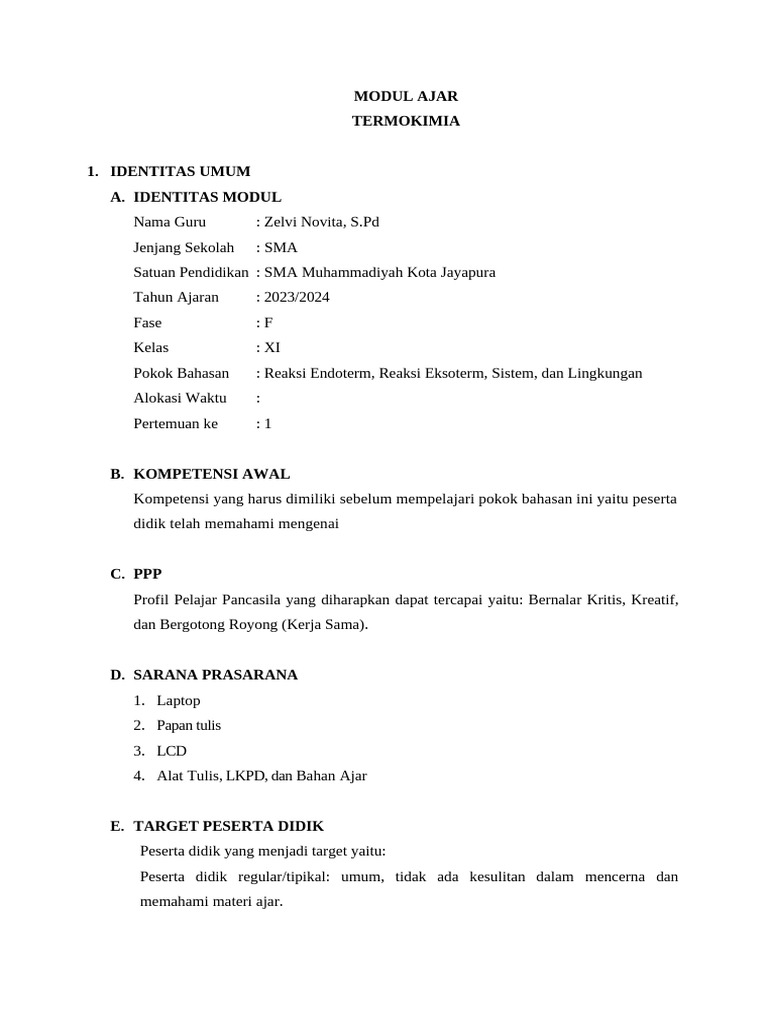 Modul Ajar Endo Ekso Sistem Lingkungan Pdf