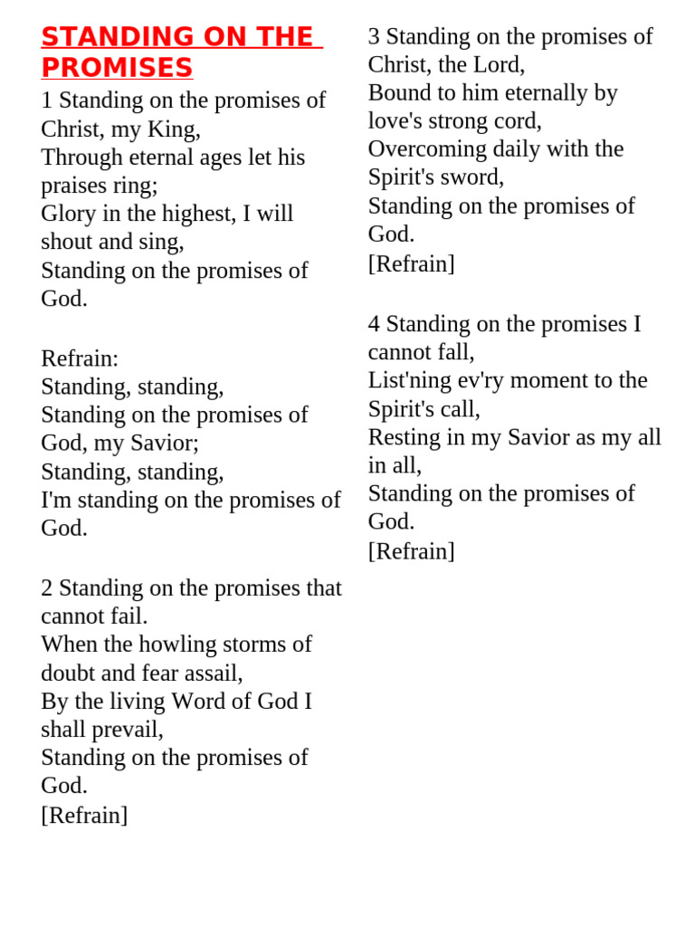HYMN - STANDING ON THE PROMISES | PDF