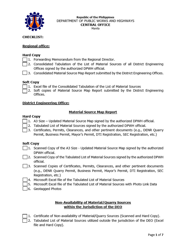 Checklist and Instruction | PDF